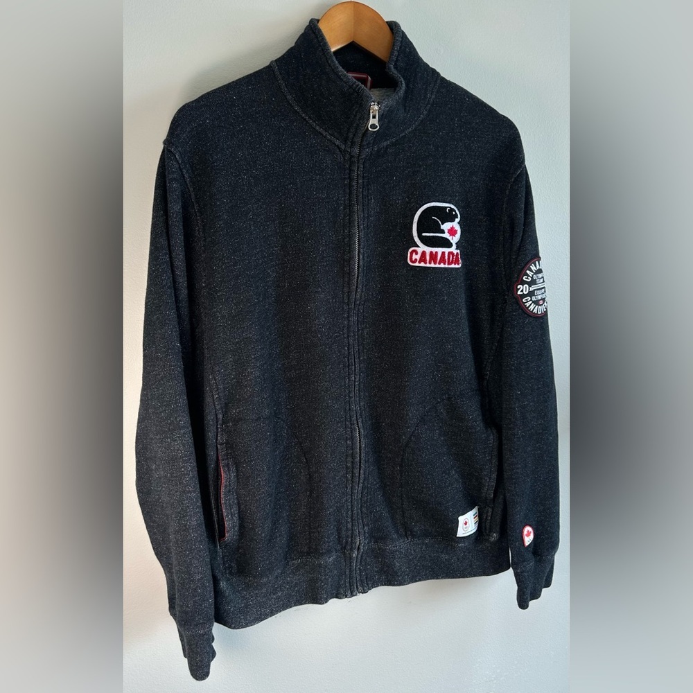 Hudson’s Bay Company Men’s Sweater Size L Full Zip Gray HBC Olympics Canada EUC - Picture 2 of 10